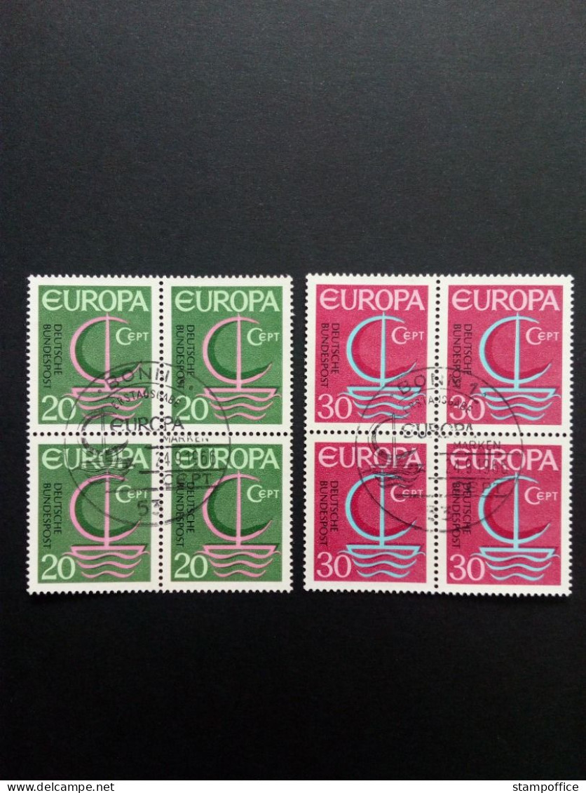 DEUTSCHLAND MI-NR. 519-520 GESTEMPELT(USED) 4er BLOCK EUROPA 1966 SEGEL - 1966