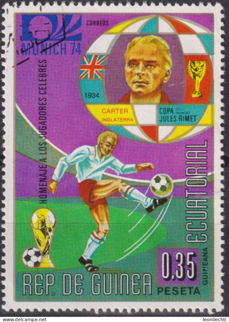 1973 Äquatorial-Guinea ° Mi:GQ 308, Sn:GQ 73-123, Yt:GQ 39B, George Carter, FIFA World Cup 1974 - Germany - Äquatorial-Guinea