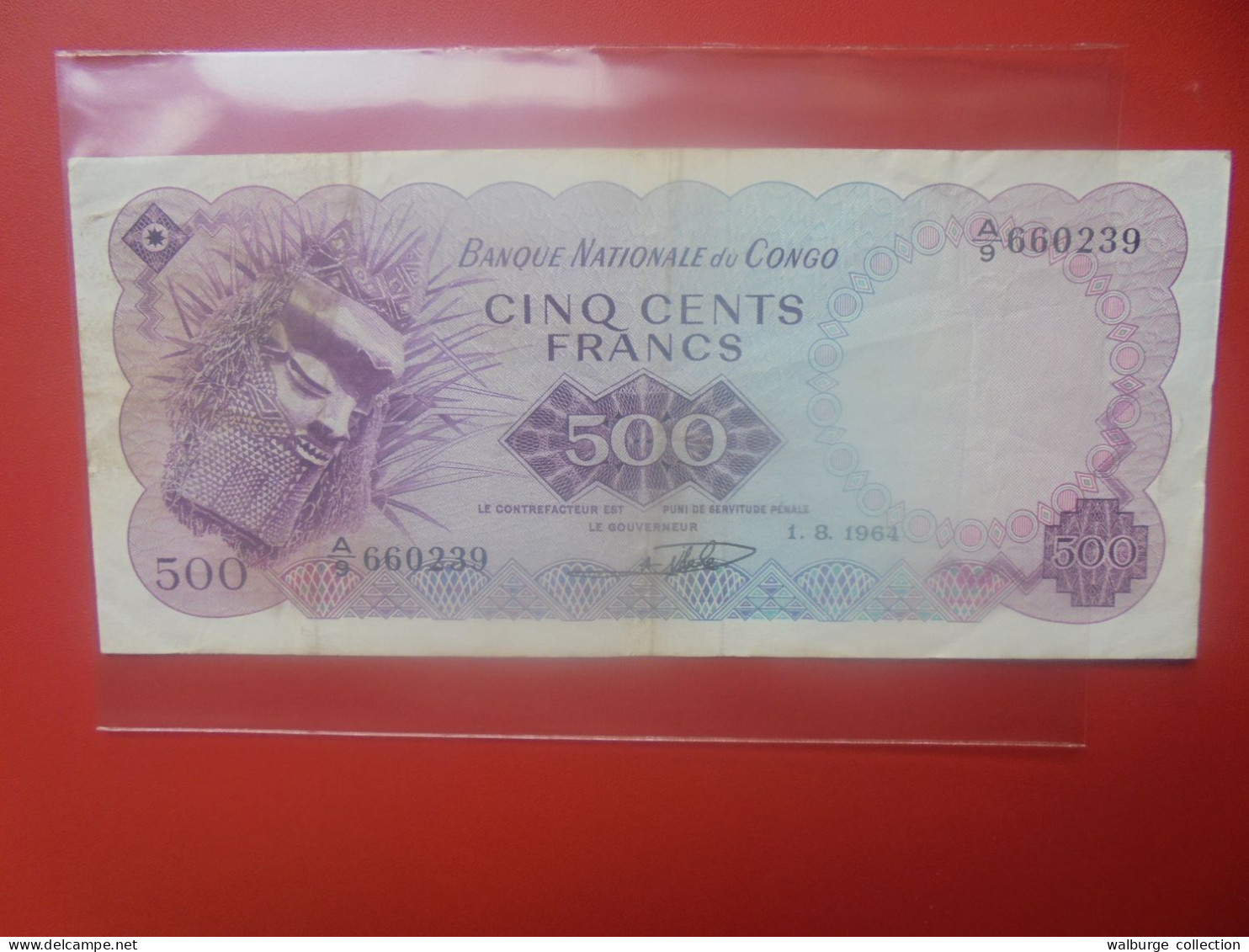 EX-CONGO BELGE 500 FRANCS 1964 Frappe Originale Avec Filigrane Circuler (B.33) - Banca Del Congo Belga