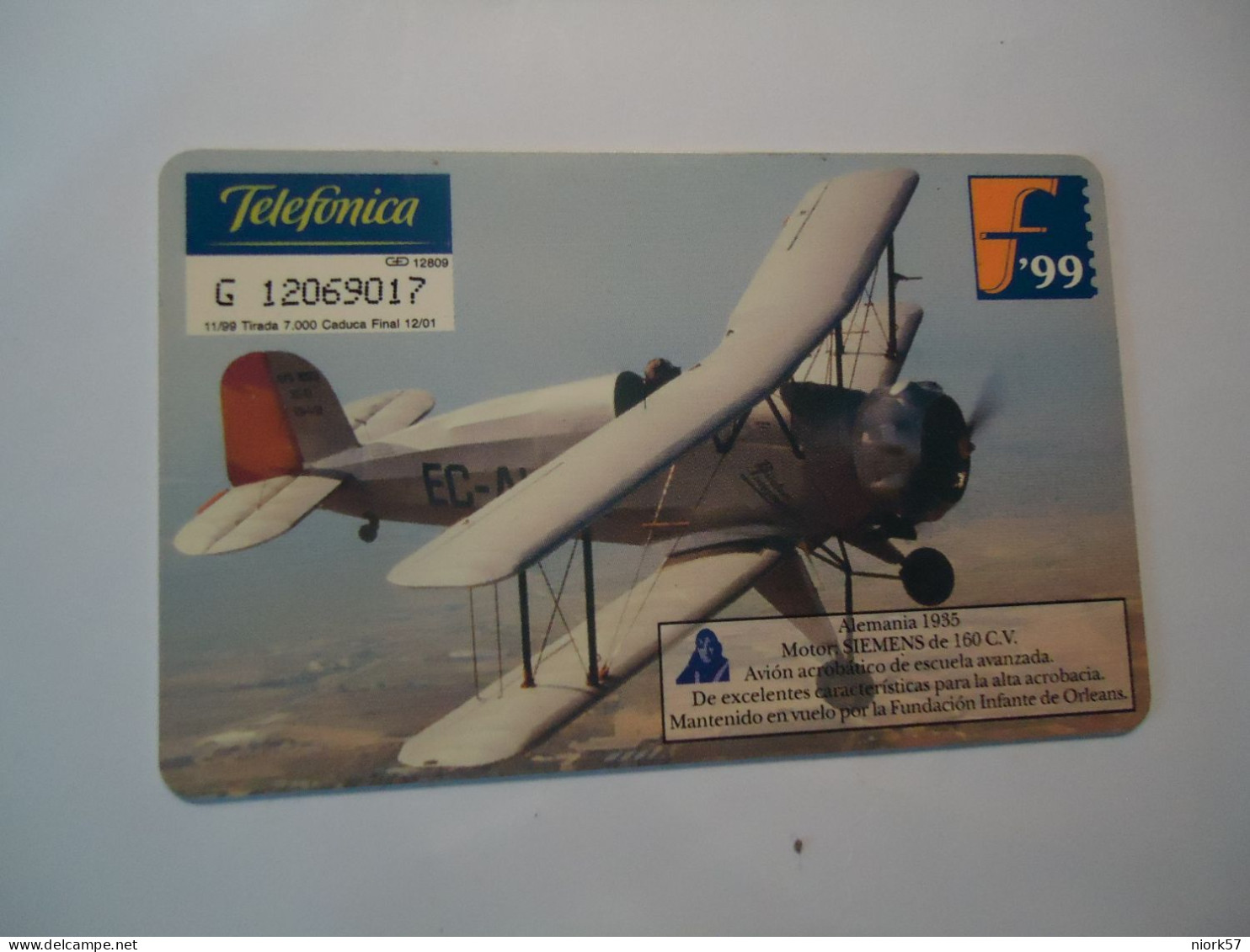 SPAIN    PARE  USED  PHONECARDS AIRPLANES TIR 7000 - Other & Unclassified