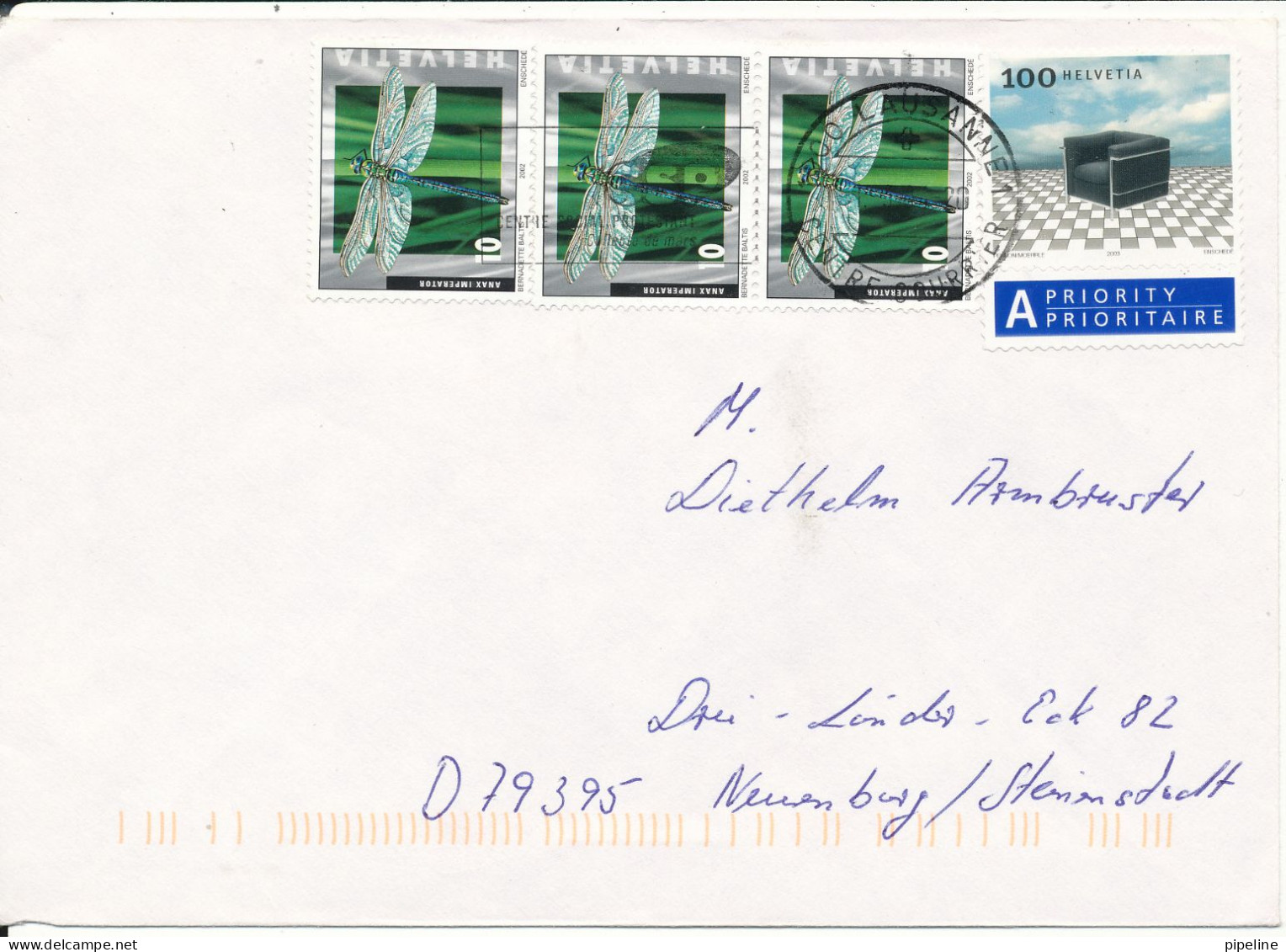 Switzerland Cover Sent To Germany Lausanne 31-5-2004 ?? Topic Stamps - Lettres & Documents