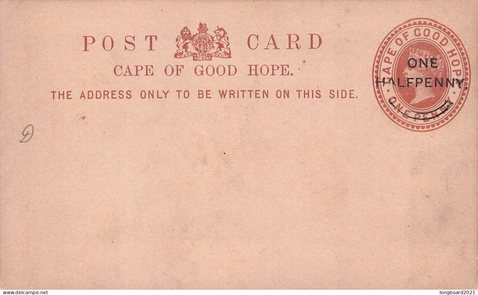 CAPE OF GOOD HOPE - POST CARD ONE HALFPENNY -OVERPRINT- Unc / 5250 - Kap Der Guten Hoffnung (1853-1904)