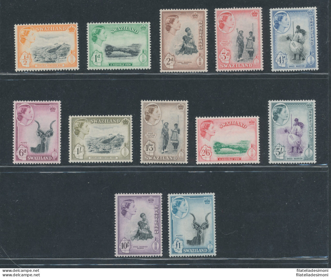 1956 SWAZILAND - Stanley Gibbons N. 53/64 - 12 Valori - MNH** - Otros & Sin Clasificación