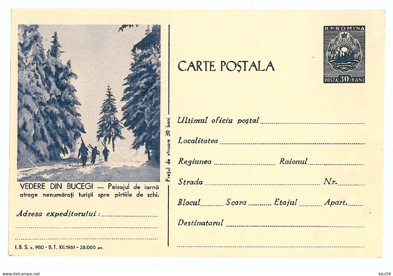 IP 61 A - 980ab-a MOUNTAIN TOURISM - Stationery - Unused - 1961 - Autres & Non Classés