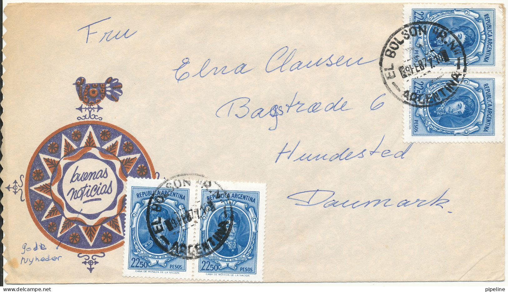 Argentina Cover Sent To Denmark 9-2-1977 - Lettres & Documents
