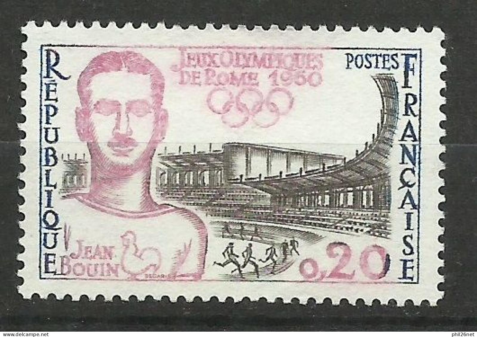 France N°1265 Jeux Olympiques De Rome Jean Bouin Rose Et Noir   Neuf  ( *  )    B/TB  Voir Scans Soldes ! ! ! - Ongebruikt