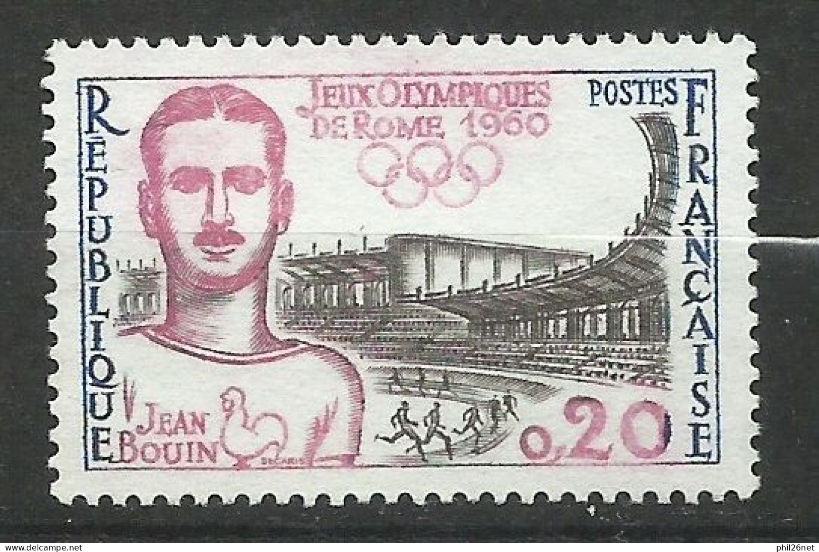 France N°1265 Jeux Olympiques De Rome Jean Bouin Rose Et Noir   Neuf  ( *  )    B/TB  Voir Scans Soldes ! ! ! - Ete 1960: Rome