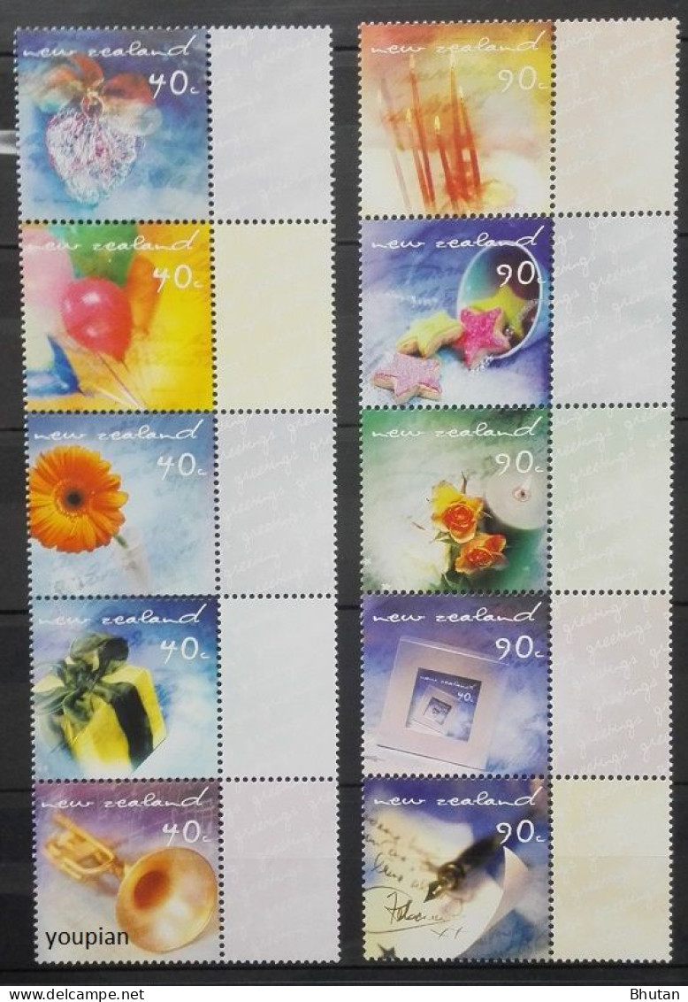 New Zealand 2001, Greetings, Two MNH Stamps Strip - Ongebruikt