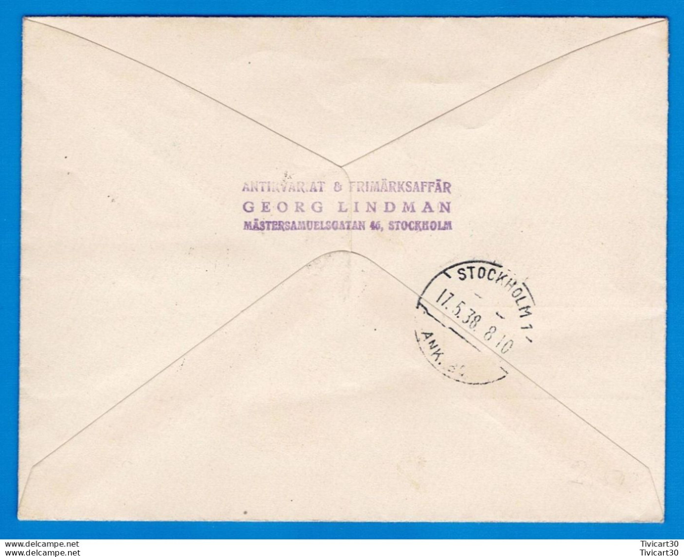 LETTRE PAR AVION HELSINKI (FINLANDE) POUR LA SUEDE - TIMBRE 2+1/2 Mk "FIRST DAY COVER" 16 MAI 1938 - Lettres & Documents