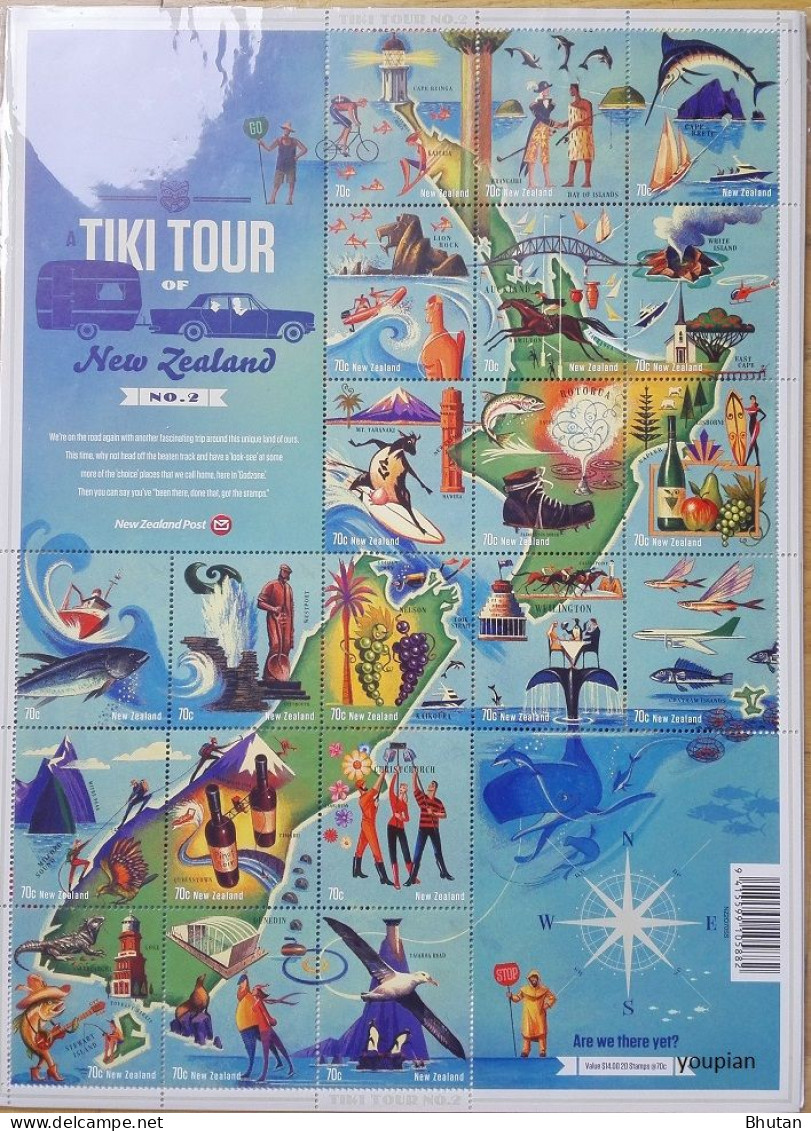 New Zealand 2012, A Tiki Tour Of New Zealand, MNH Sheetlet And Map Of New Zealand - Unused Stamps