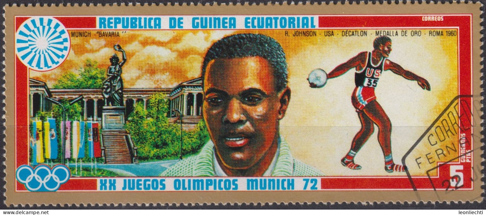 1972 Äquatorial-Guinea ° Mi:GQ 84, Sn:GQ 72-80, Yt:GQ 21D, Rafer Johnson, Olympische Sommerspiele 1972 - München - Äquatorial-Guinea