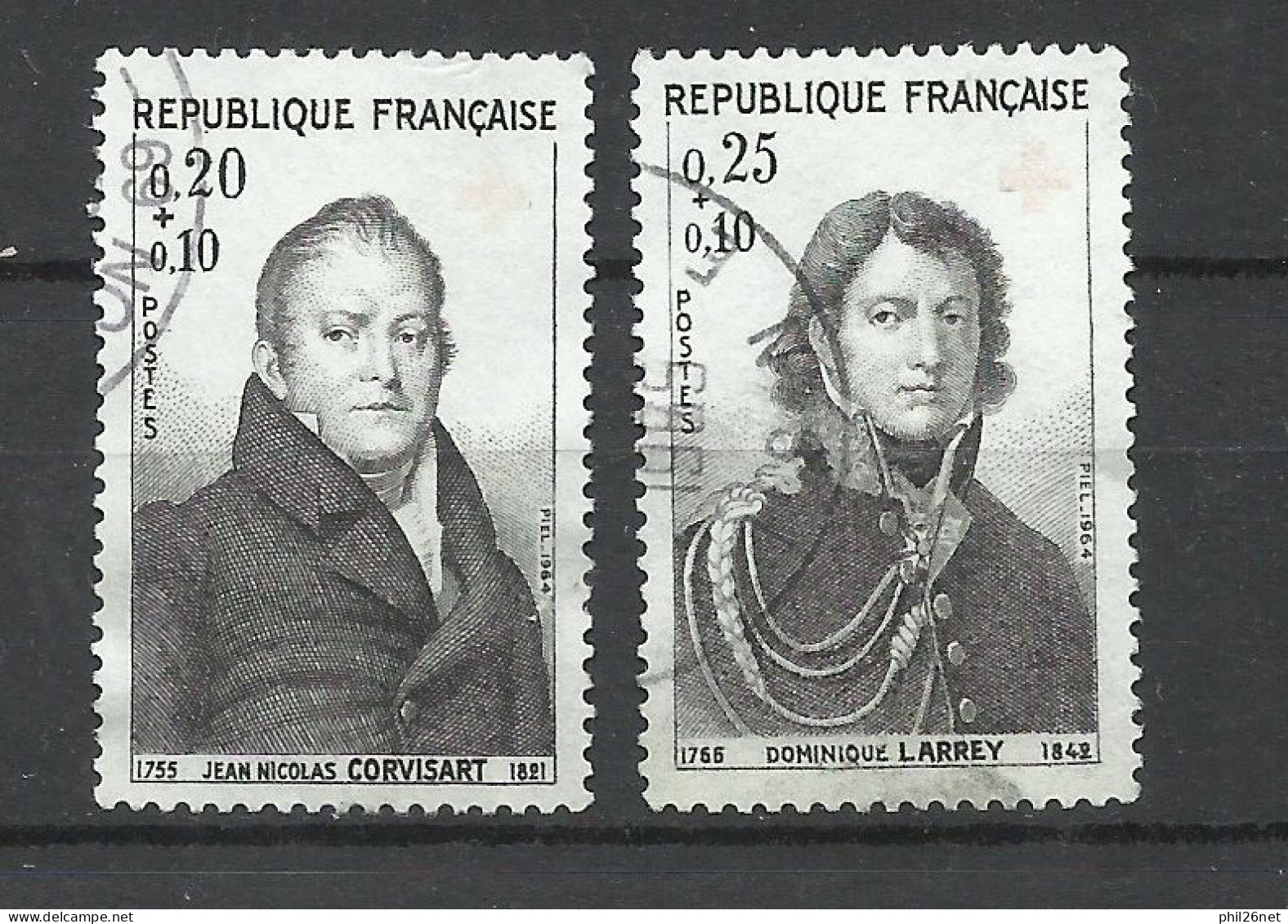 France N°1433  Et 1434 Corvisart Et  Larrey  Sans La  Croix  Rouge Oblitérés     B/TB  Voir Scans  Soldes ! ! ! - Used Stamps