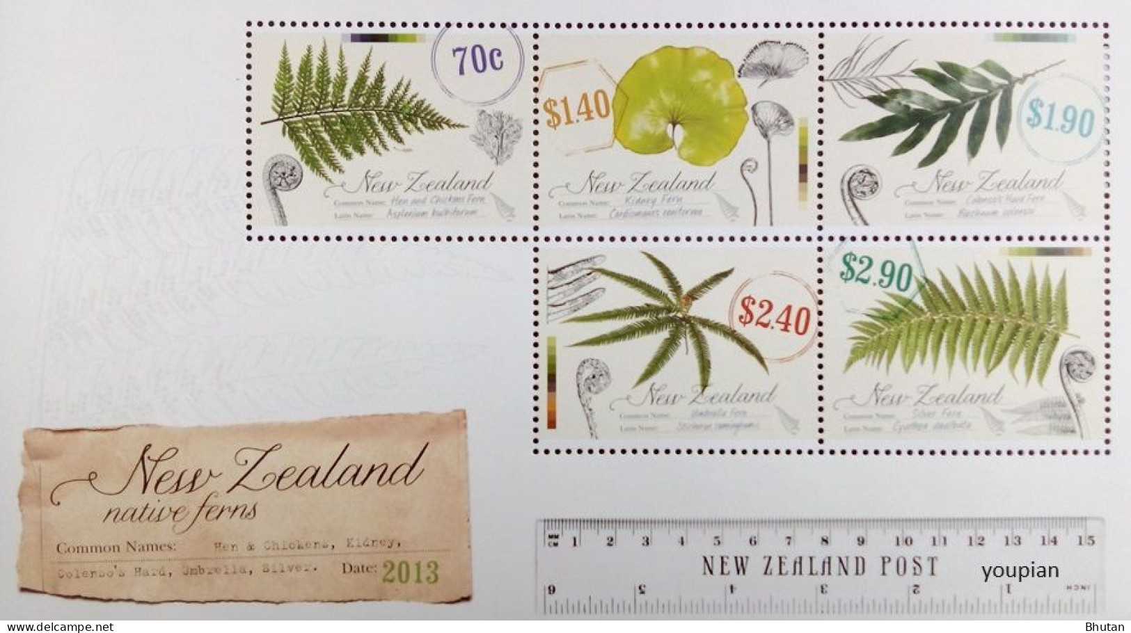 New Zealand 2013, Native Ferns, MNH S/S - Ongebruikt