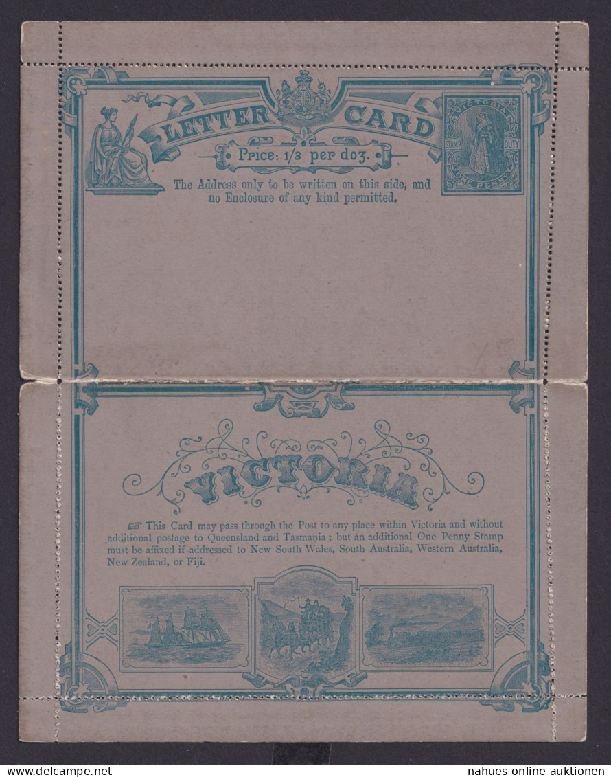 Australia Australien Victoria Ganzsache Kartenbrief 1p Postal Statinery Letter - Sammlungen