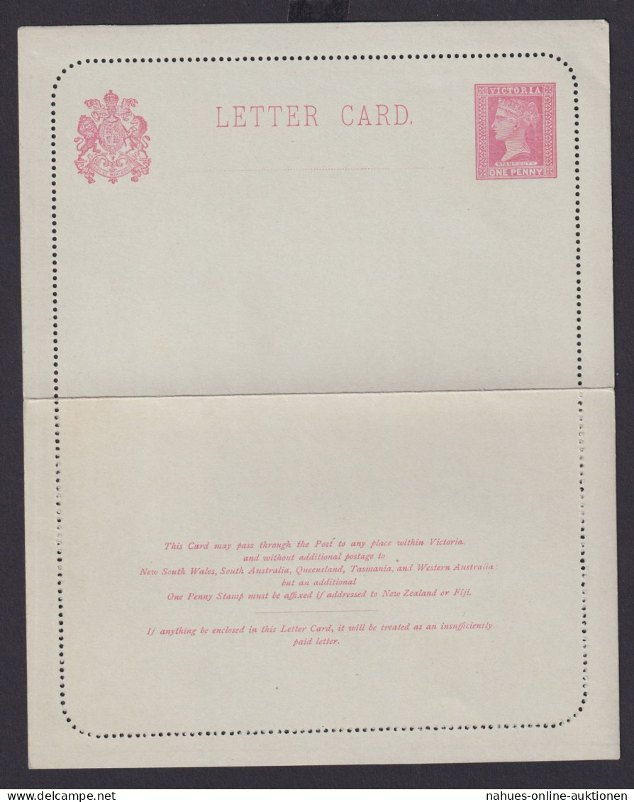 Australien Australia Victoria Ganzsache Queen Victoria Kartenbrief 1 P Rückseite - Sammlungen