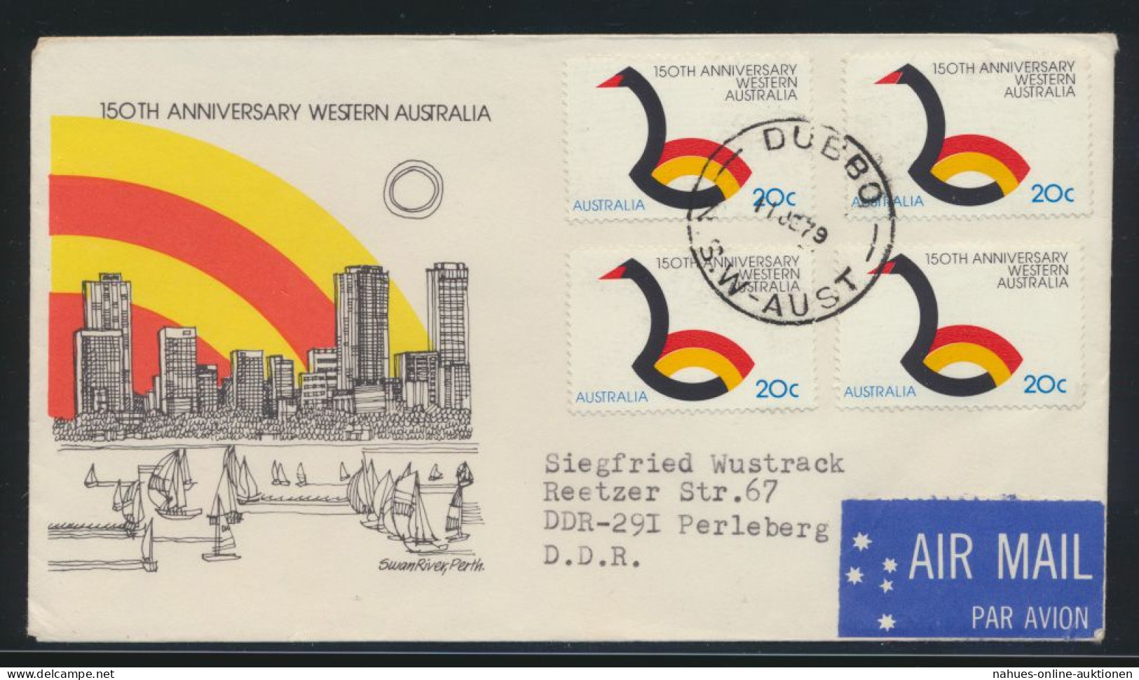 Australien Brief MEF Nach Perleberg DDR Australia Cover Of Four - Collections