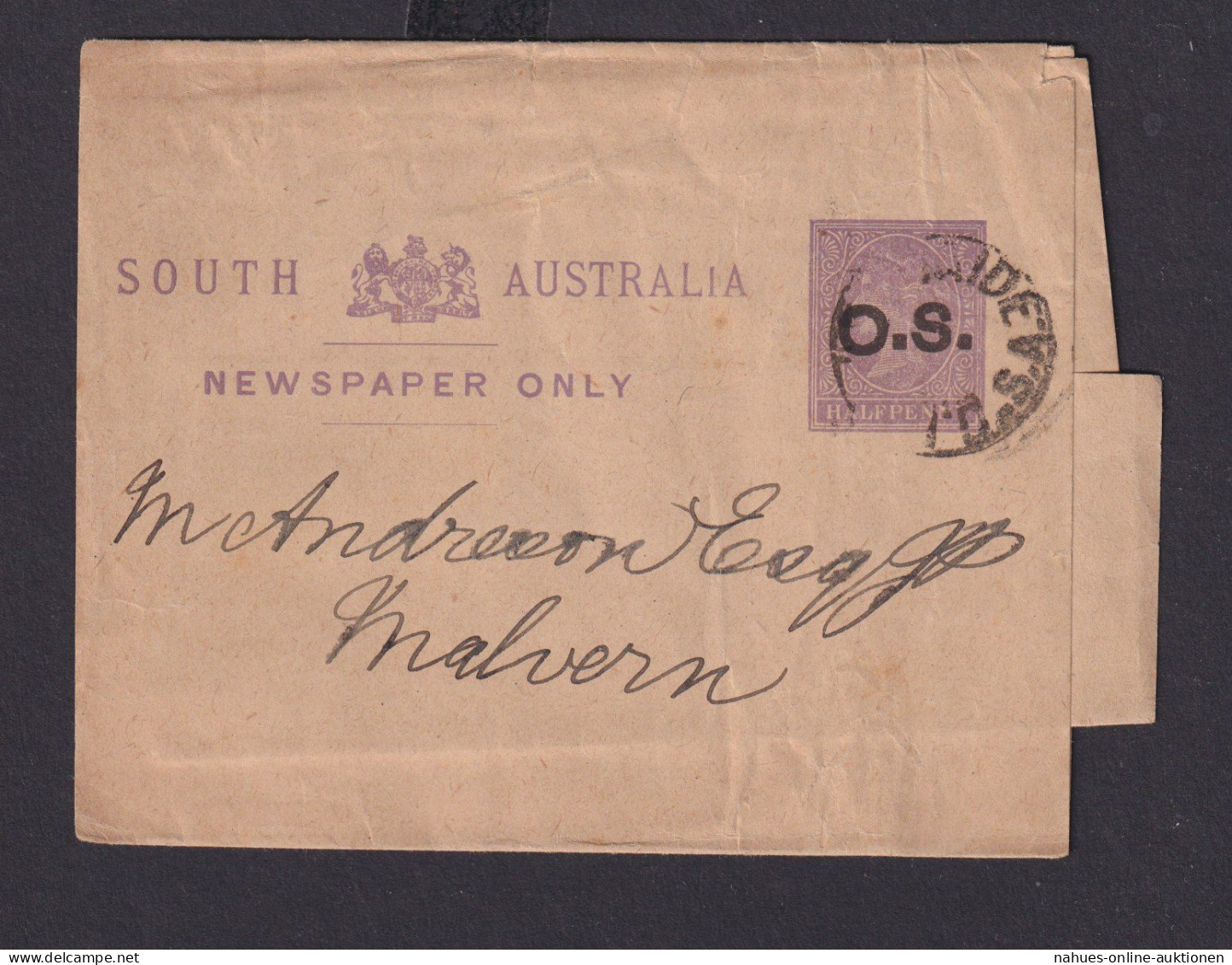 Australien South Australia Ganzsache Dienst Streifband 1/2p Queen Victoria - Collections