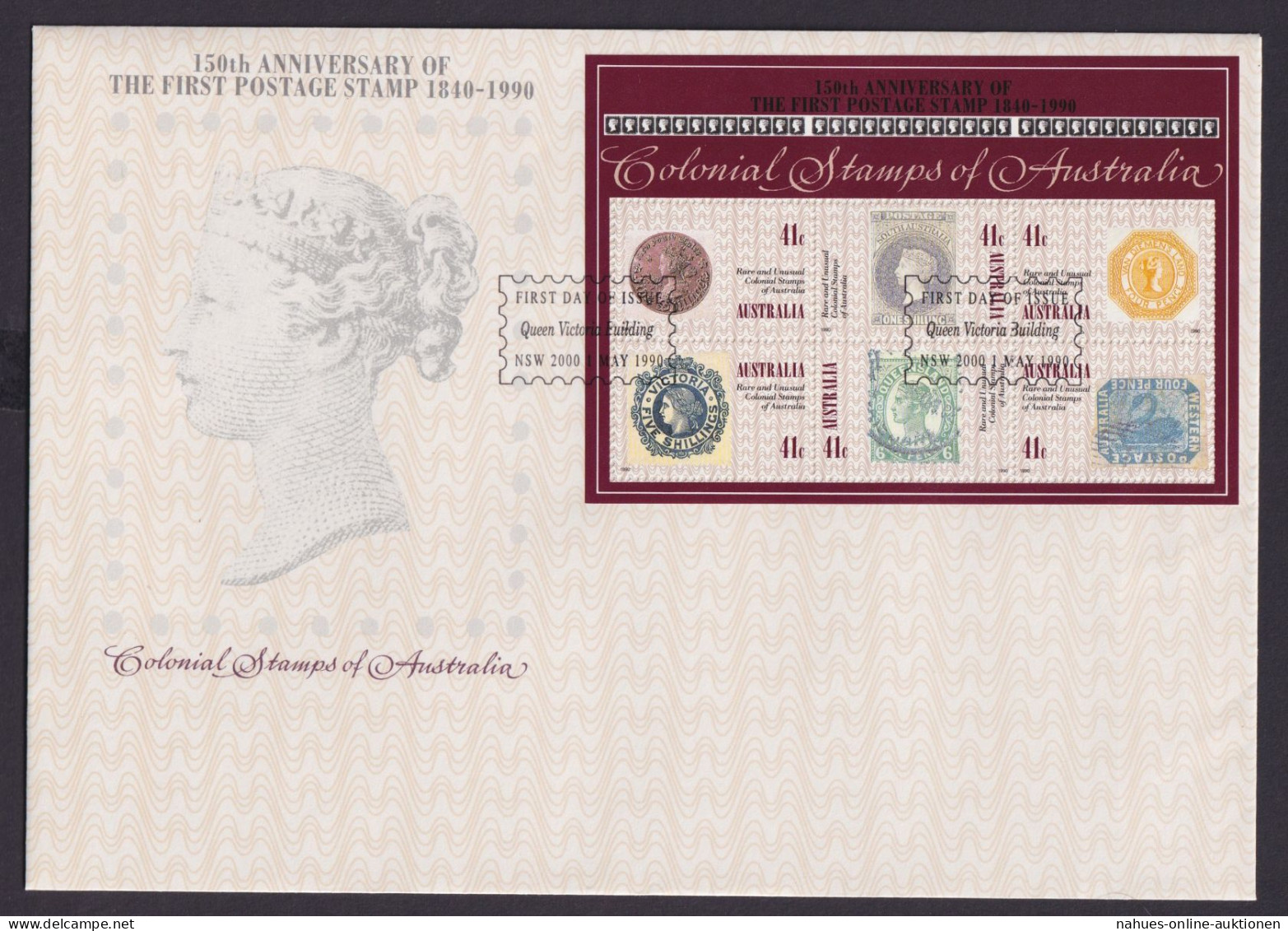 Australien Brief Block Queen Victoria Die Erste Briefmarke 150 Jahre - Collections