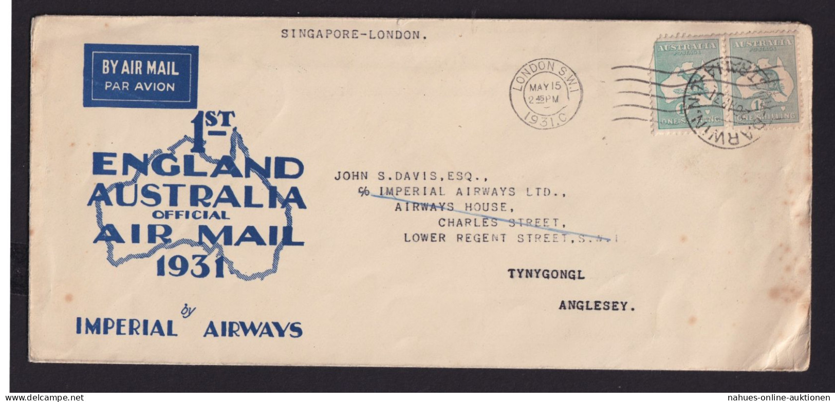 Flugpost Australien Brief MIF Destination K1 Darwin Nach London Großbritannien - Sammlungen