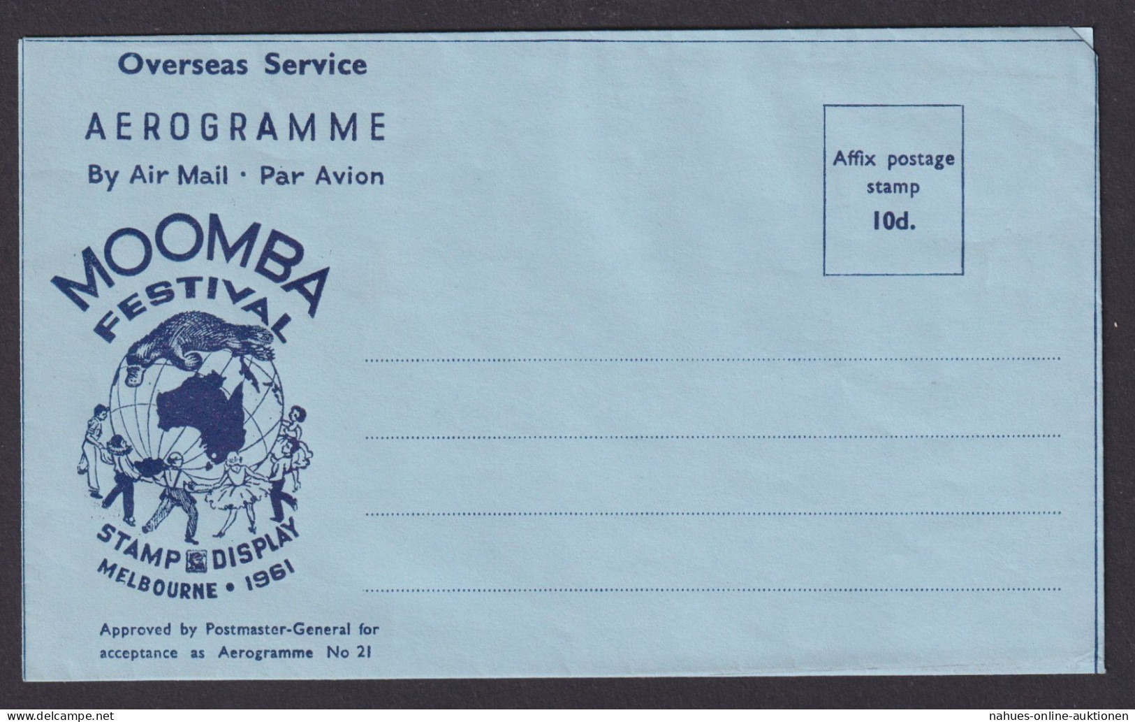Flugpost Brief Air Mail Australien Ganzsache Aerogramm Moomba Festival Melbourne - Collections
