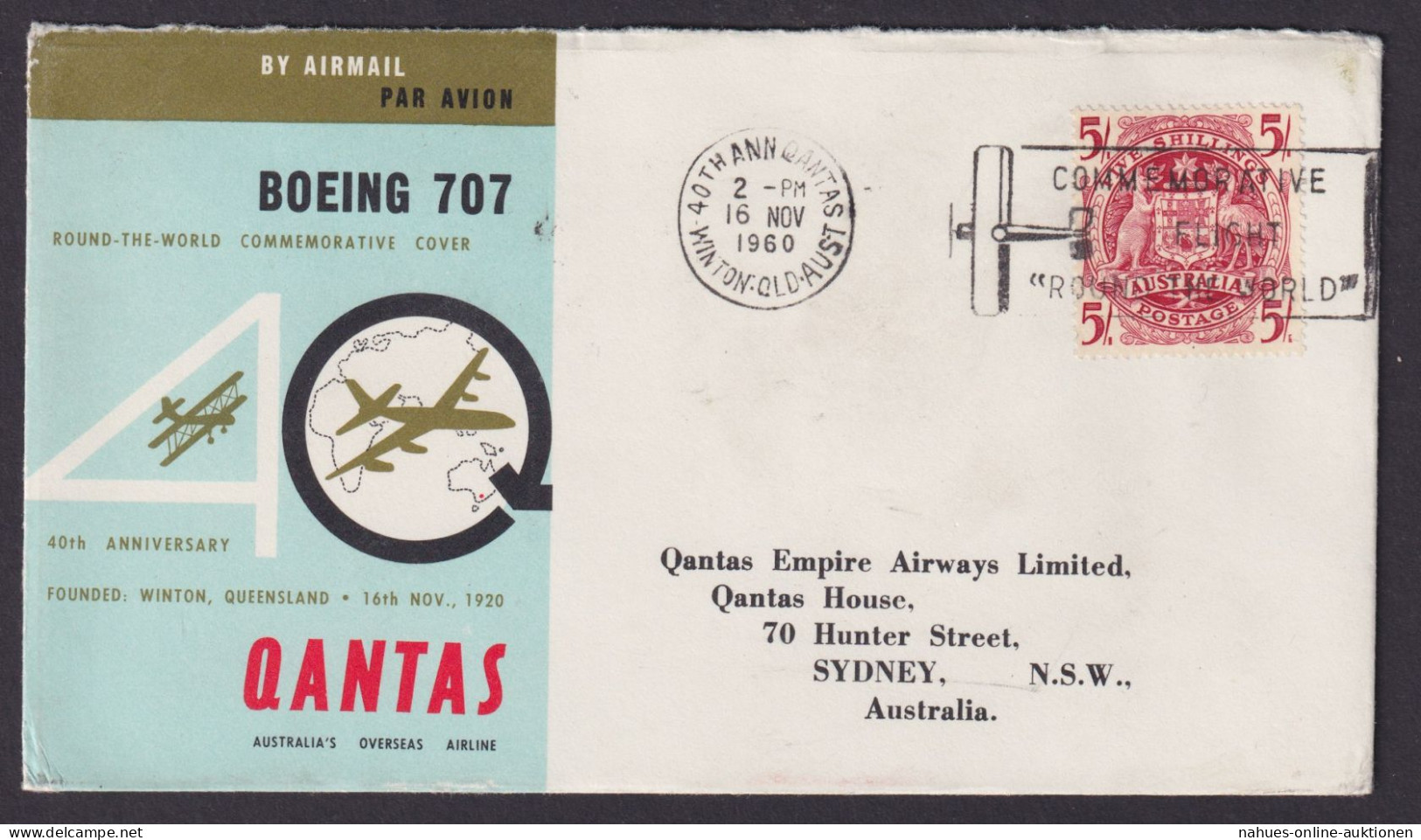 Flugpost Air Mail Brief Australien EF 5 Sh. Boeing 707 Qantas Nach Sydney New - Verzamelingen