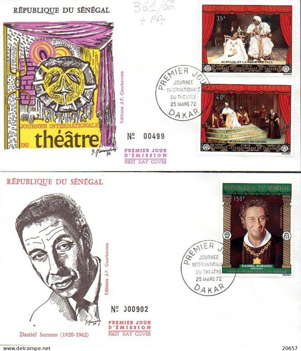 Senegal 0361/62 Et A 118 Fdc Journée Internationale Du Théâtre - Theater