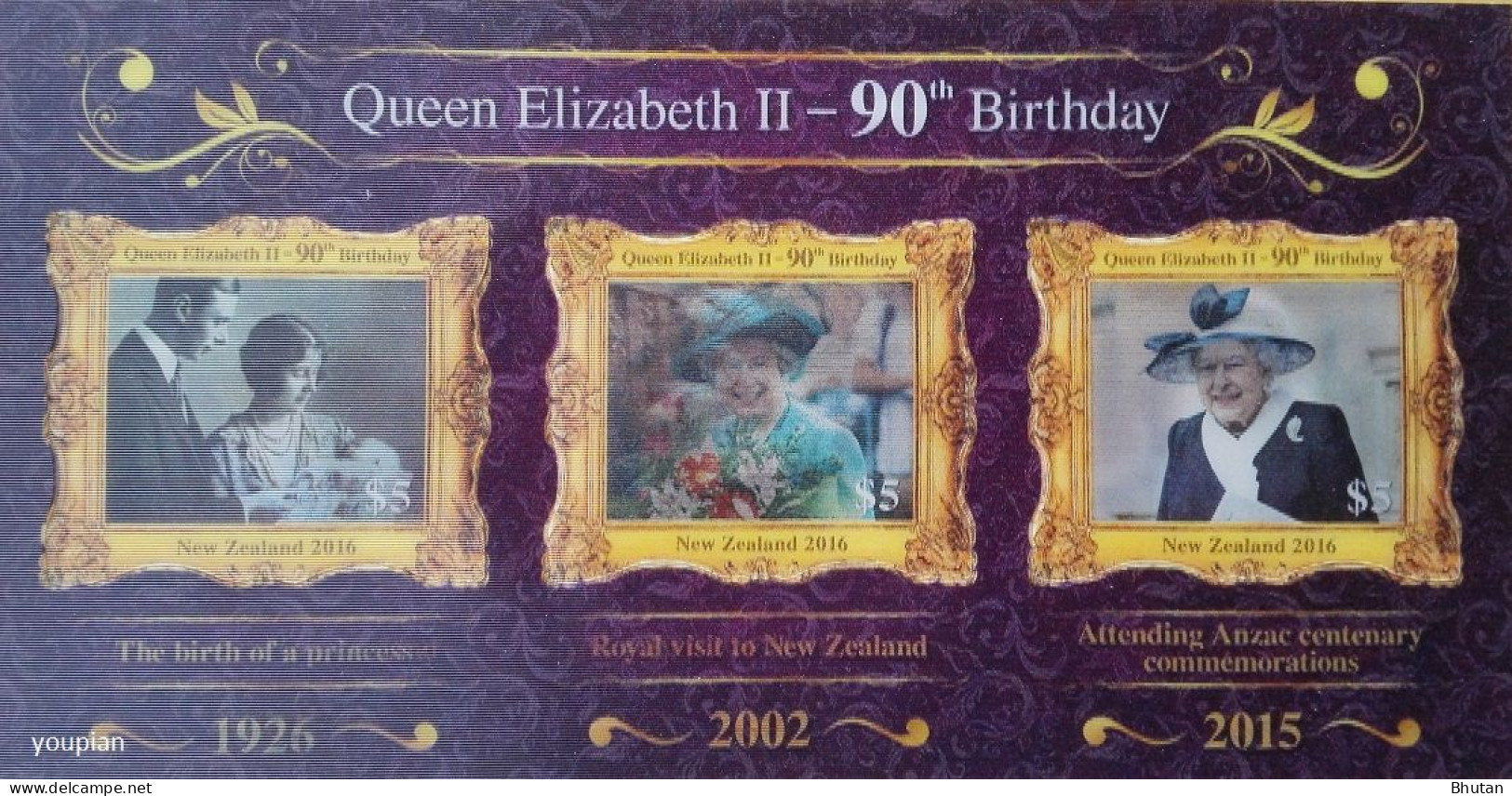 New Zealand 2016, Queen Elizabeth II - 90th Birthday, MNH Unusual S/S - Nuevos