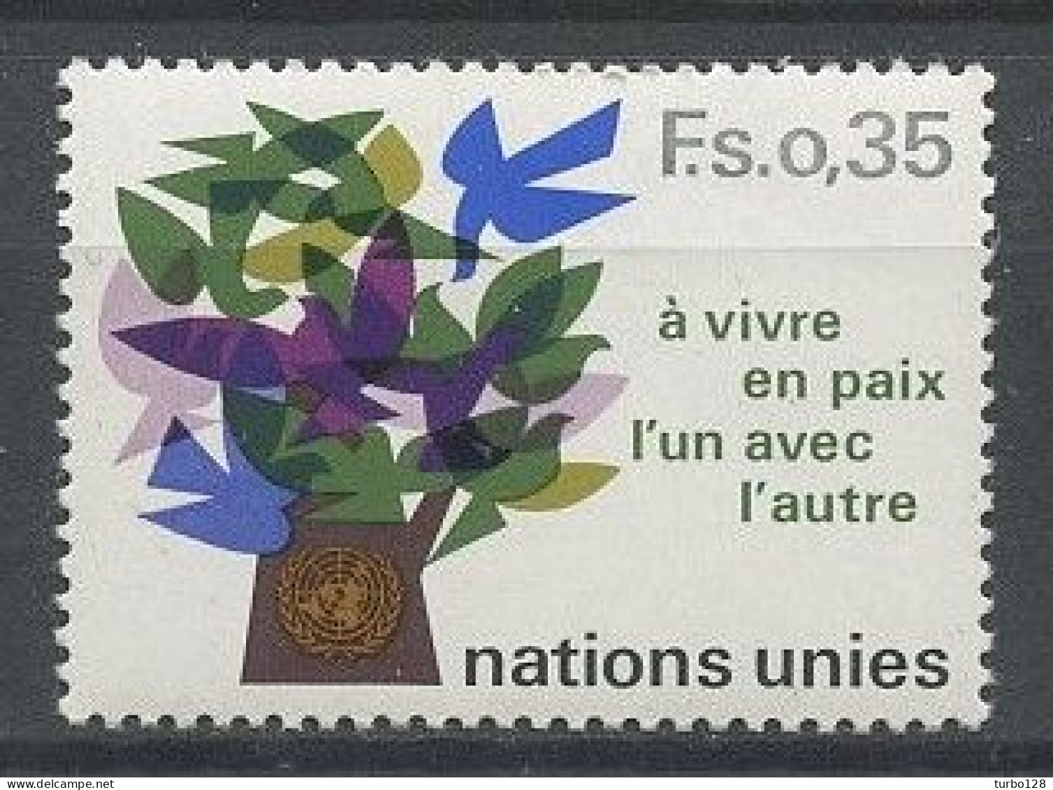 NU Genève 1978 N° 72 ** Neuf  MNH  Superbe Oiseau Bird Colombe Arbre Tree Série Courante - Neufs