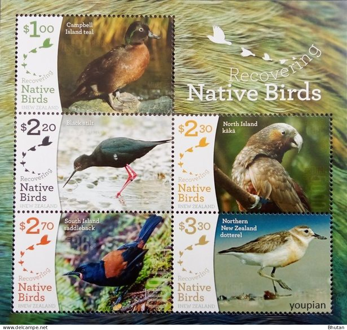 New Zealand 2017, Native Birds, MNH S/S - Unused Stamps