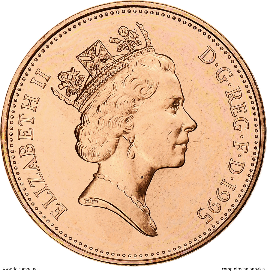 Grande-Bretagne, Elizabeth II, 2 Pence, 1995, Londres, Série BU, Cuivre Plaqué - 2 Pence & 2 New Pence
