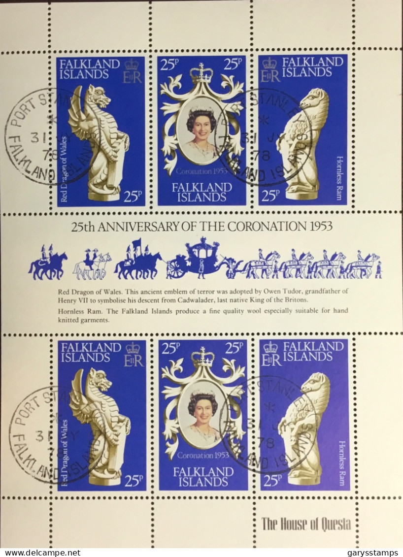 Falkland Islands 1978 Coronation Anniversary Sheetlet FU - Falkland Islands