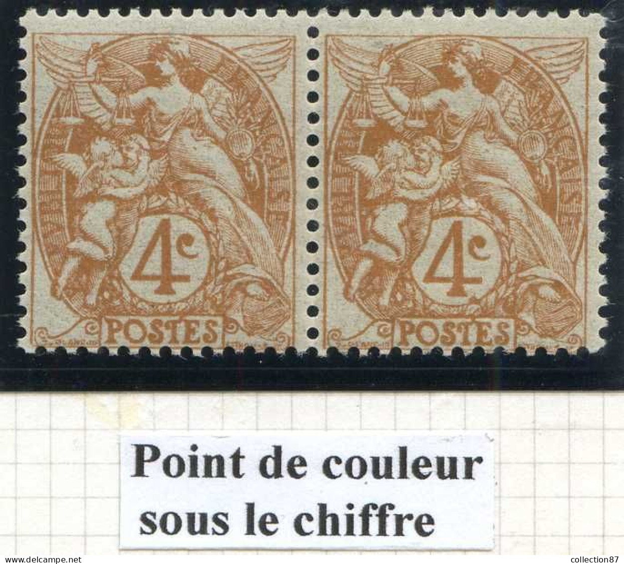 Réf 83 > FRANCE  TYPE BLANC < N° 110 * * Variété < Point De Couleur Sous Le Chiffre 4 < Neuf Luxe * * MNH - 1900-29 Blanc