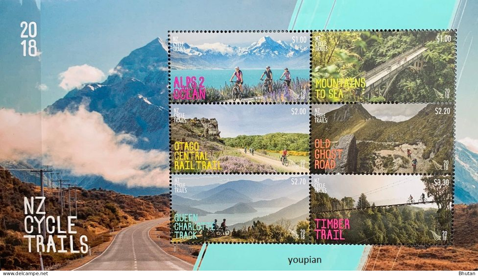 New Zealand 2018, Cycle Trails, MNH S/S - Unused Stamps