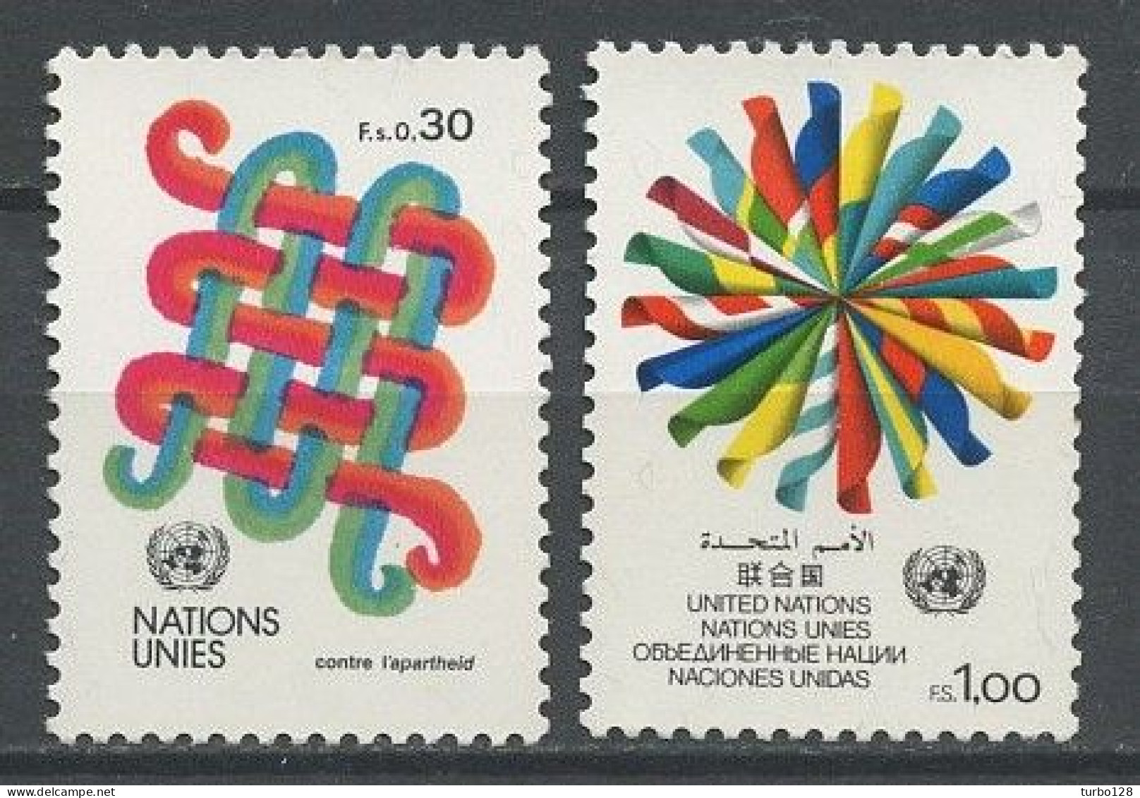 NU Genève 1982 N° 103/104 ** Neufs  MNH  Superbes C 2.30 € Contre L'apartheid Série Courante Symboles Nations Unies - Nuovi