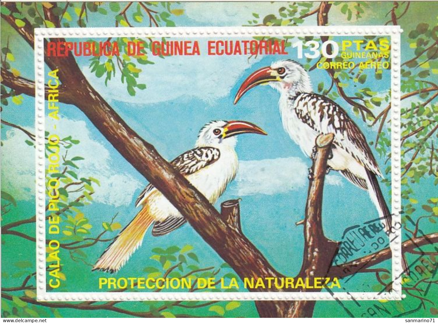 GUINEA EQUATORIAL Block 246,used,falc Hinged,birds - Äquatorial-Guinea