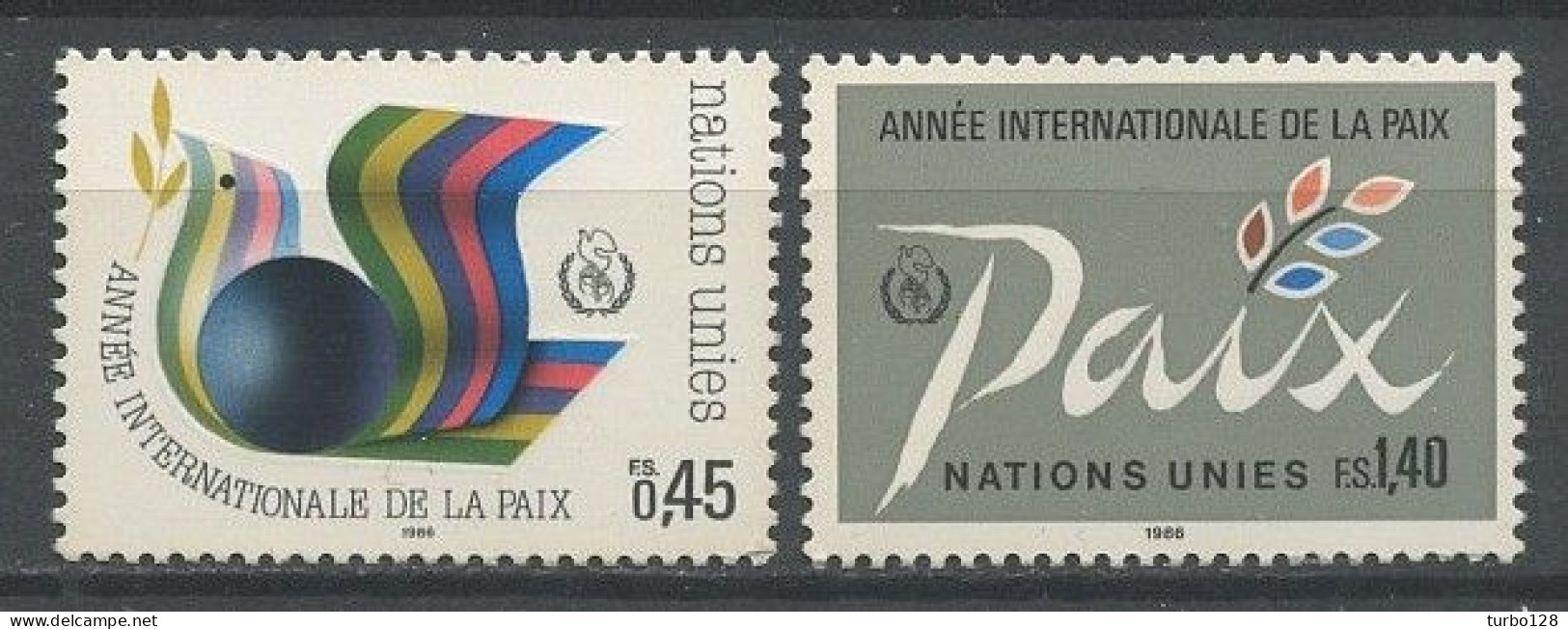 NU Genève 1986 N° 145/146 ** Neufs  MNH  Superbes C 4.30 € Oiseau Bird Colombe Année Internationale De La Paix Pax - Neufs
