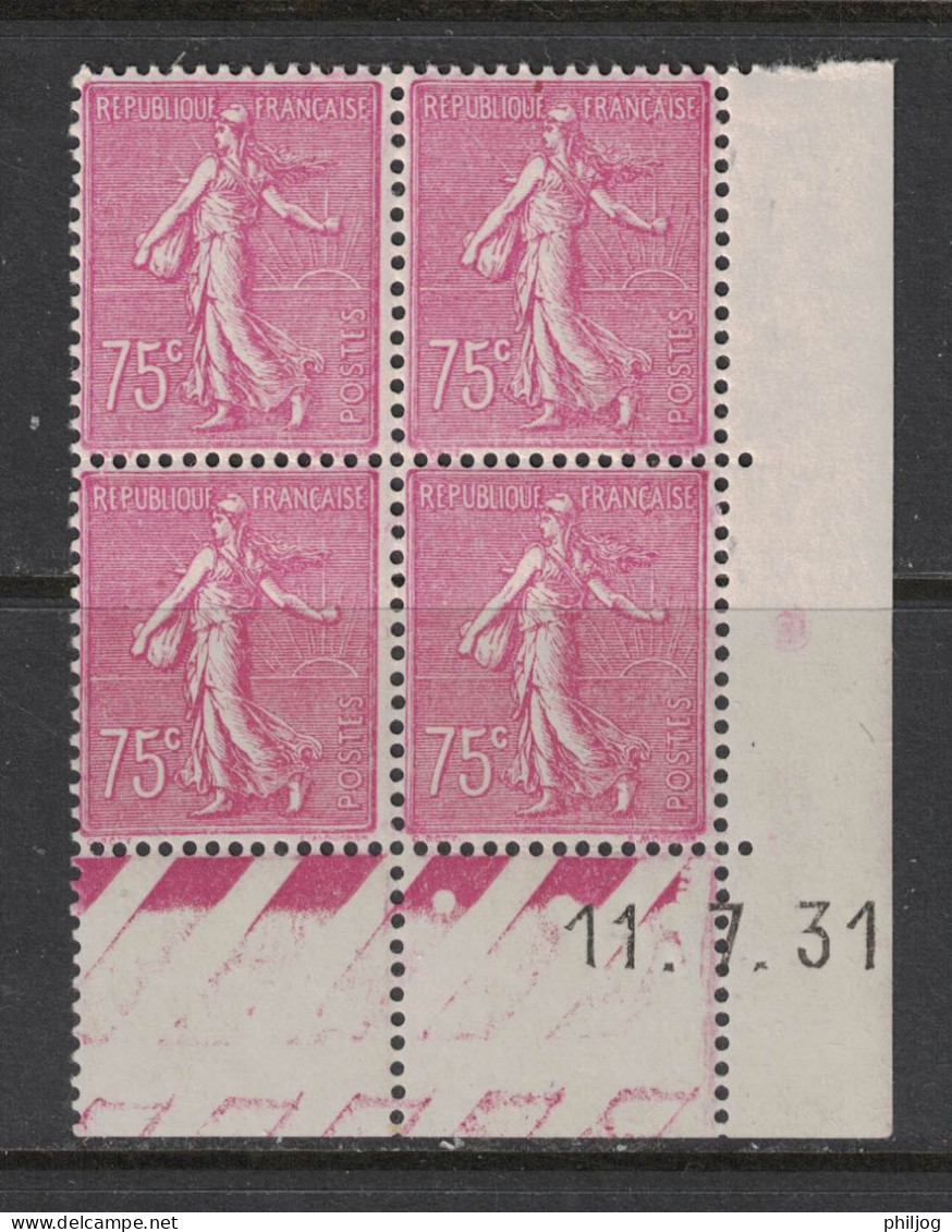 France 1924 - Yvert 202 - Coin Daté Du 11-7-31 - Neuf SANS Charnière - Semeuse Lignée 75c Lilas-rose - ....-1929