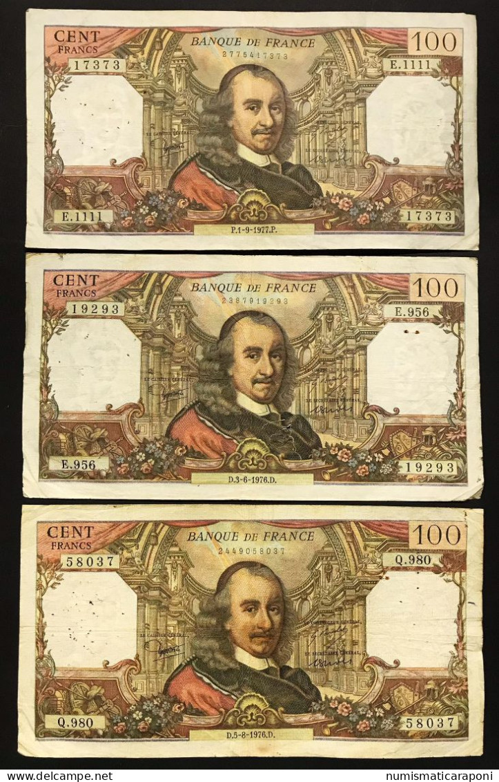 Francia France 100 Francs 3 6 1976 + 5 8 1976 + 1 9 1977 Lotto 312 - 100 F 1964-1979 ''Corneille''