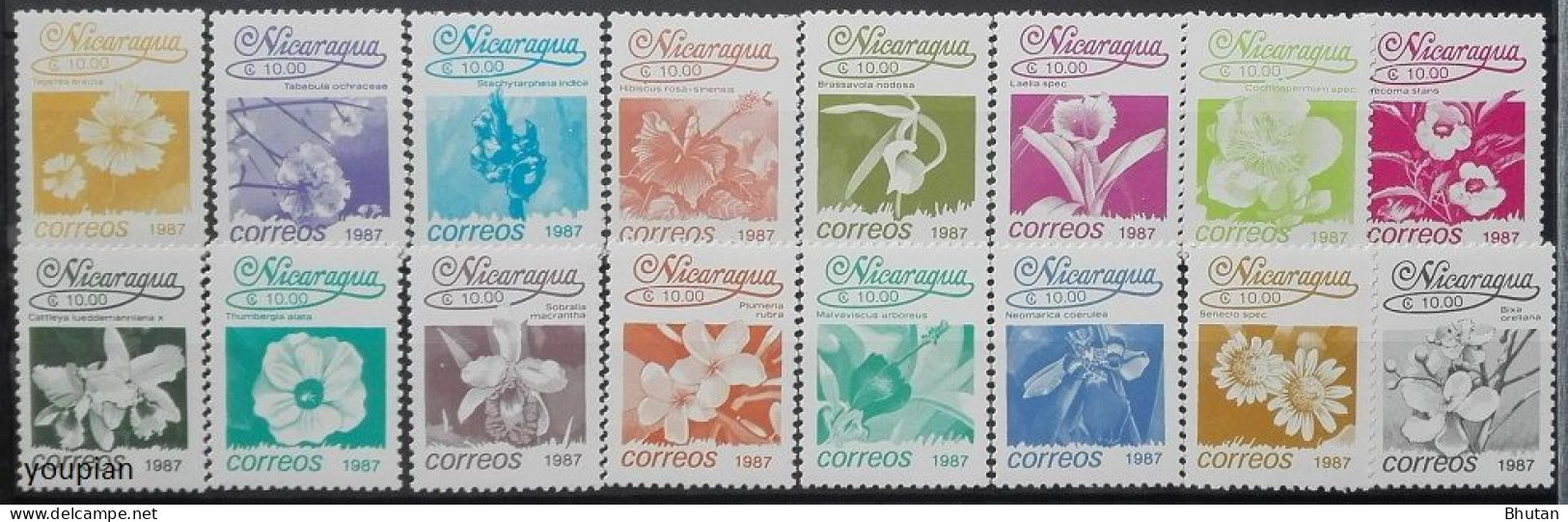 Nicaragua 1987, Definitives - Flowers, MNH Stamps Set - Nicaragua