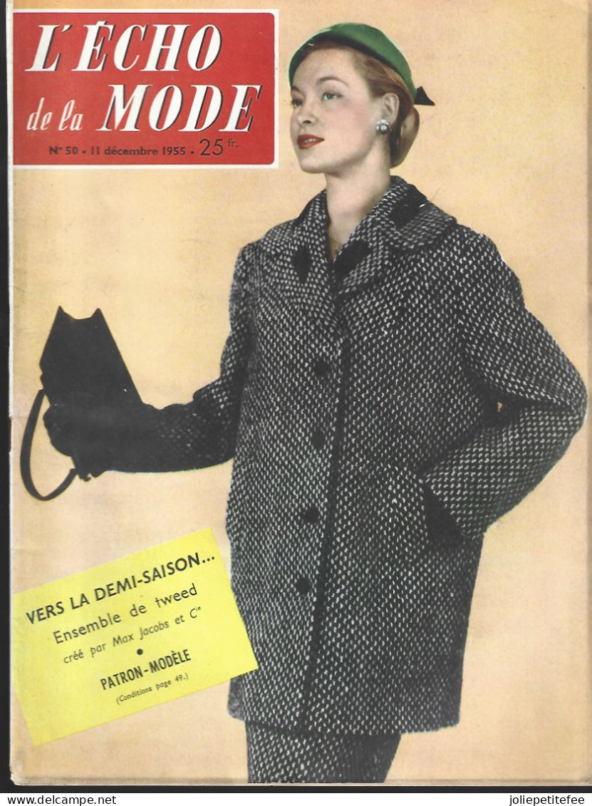 N°50 - 1955.  L'ECHO DE LA MODE.   Je Me Coiffe De Feutrine, Les Petites Fleury. - Moda