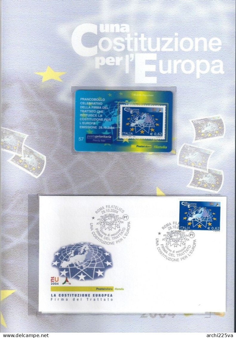 - ITALIA 2004 - FOLDER - Costituzione EUROPA - In Vendita Al FACCIALE - Folder