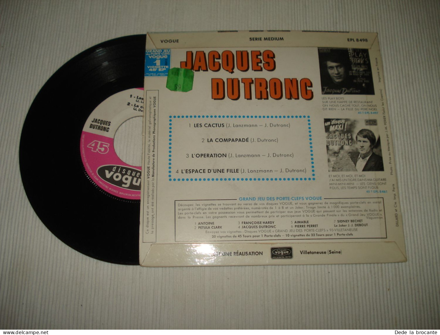 B13 / Jacques Dutronc – Les Cactus - EP – Vogue – EPL 8498 - Fr 1966  EX/VG++ - Formati Speciali