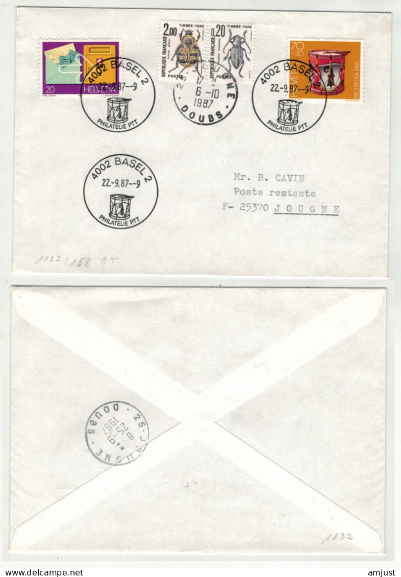 France // Lettre  Taxée Pour Jougne Au Départ De La Suisse - 1960-.... Covers & Documents