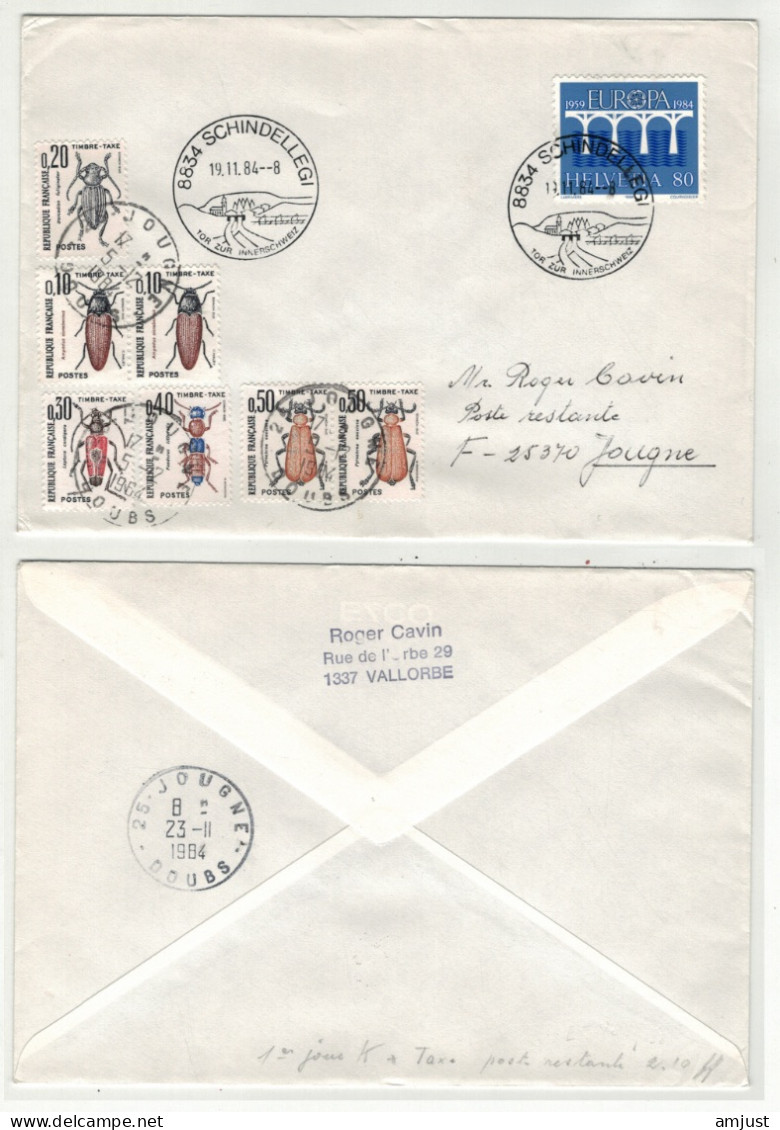 France // Lettre  Taxée Pour Jougne Au Départ De La Suisse - 1960-.... Covers & Documents