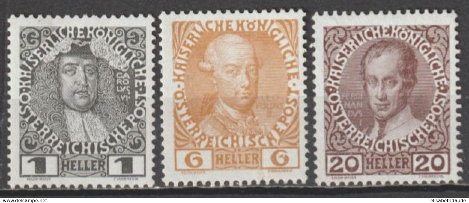 AUTRICHE - 1908 - YVERT N°101+105+108 * MLH - COTE = 15 EUR - Neufs