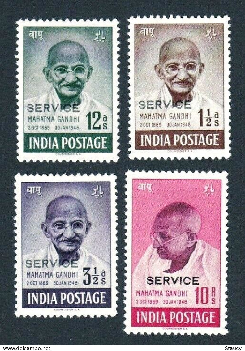 India 1948 Mahatma Gandhi Mourning Replica 4v SET "Service" Overprint (SGO150a - SGO150d) MINT As Per Scan - Mahatma Gandhi