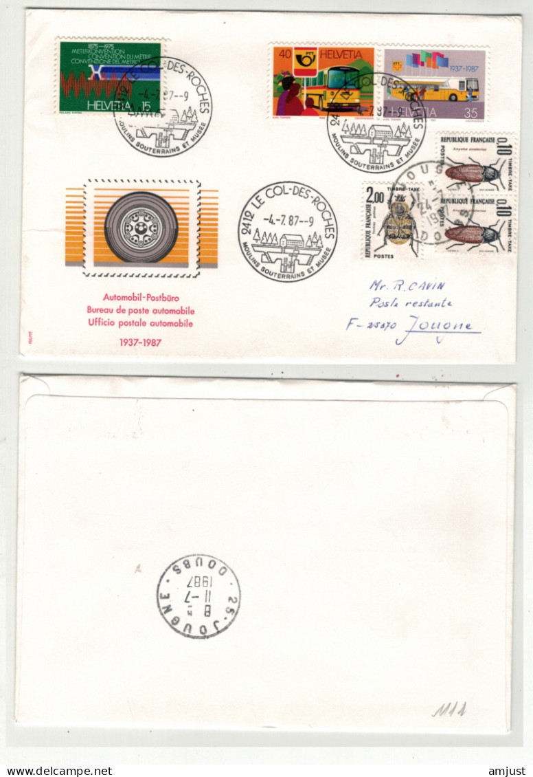 France // Lettre  Taxée Pour Jougne Au Départ De La Suisse - 1960-.... Covers & Documents