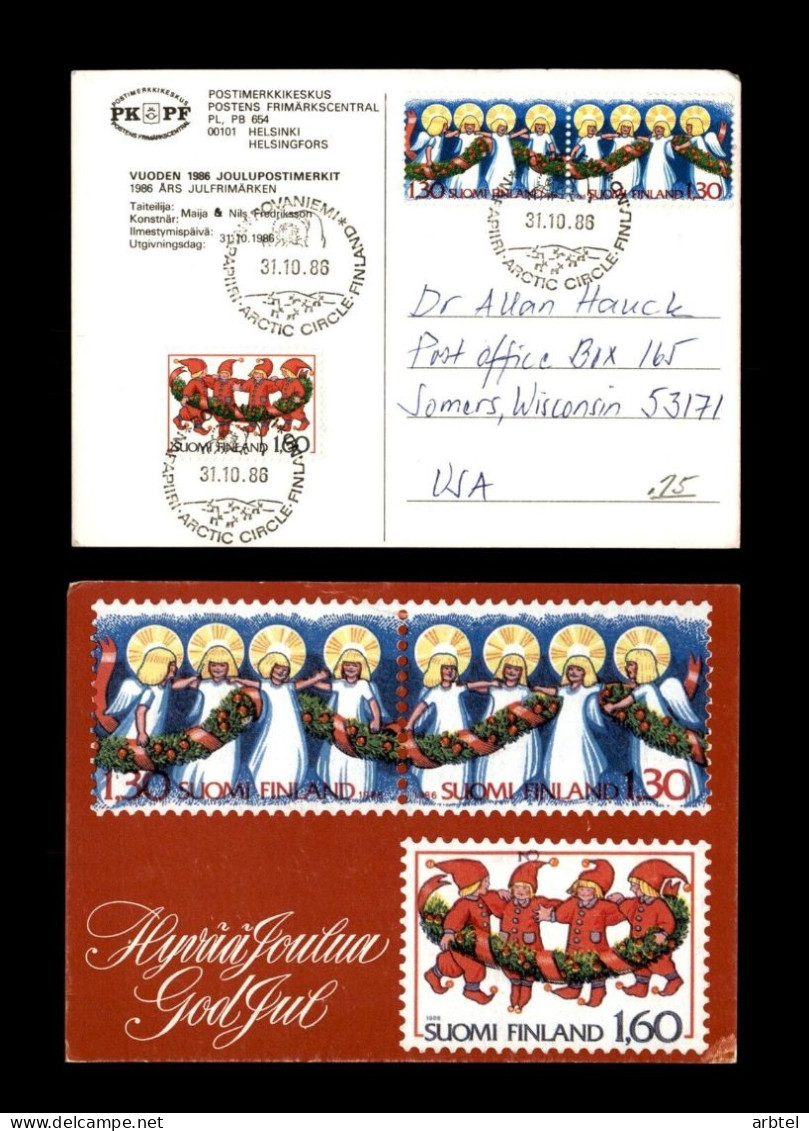 FINLANDIA TP CON MAT ROVANIEMI ARCTIC CIRCLE PAPA NOEL SANTA CLAUS CITY 1986 - Sonstige & Ohne Zuordnung