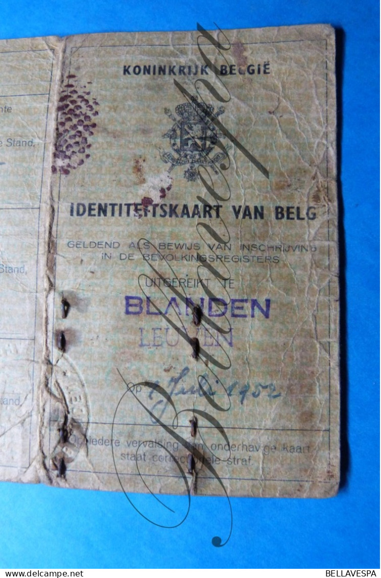 Paspoort VANDERVEREN Michaël Echt VAN ESPEN V. BLANDEN Bij Leuven Bierbeekstraat 1870 Uitgereikt 1952 - Documents Historiques