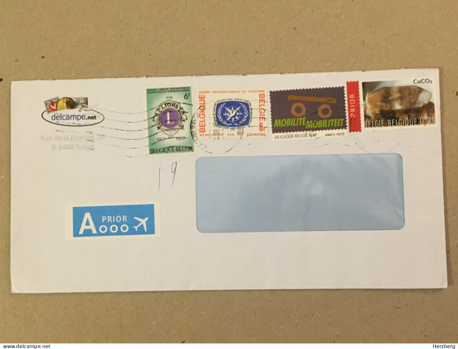 Belgie Belgique Used Letter Stamp On Cover Priority Lions Club International Tourist Year 1967 Calcium Carbonate 2015 - 2013-... König Philippe